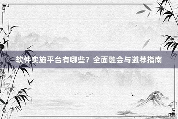 软件实施平台有哪些？全面融会与遴荐指南